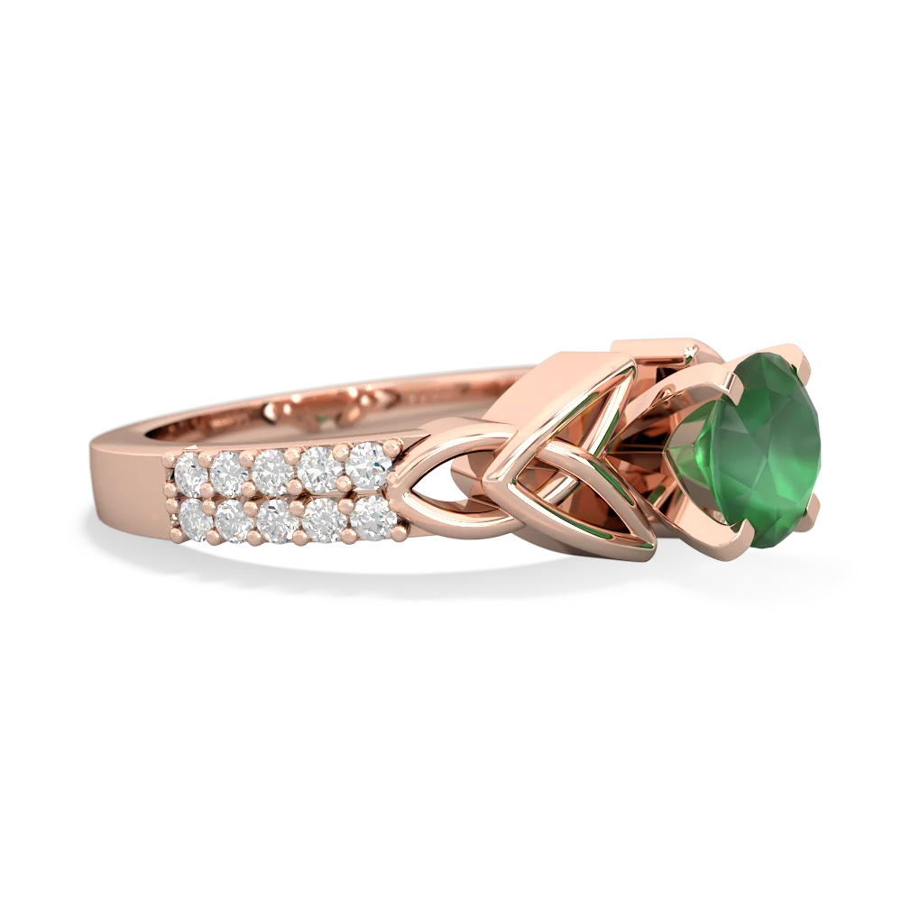 Emerald Celtic Knot 6Mm Round Engagement 14K Rose Gold ring R26446RD