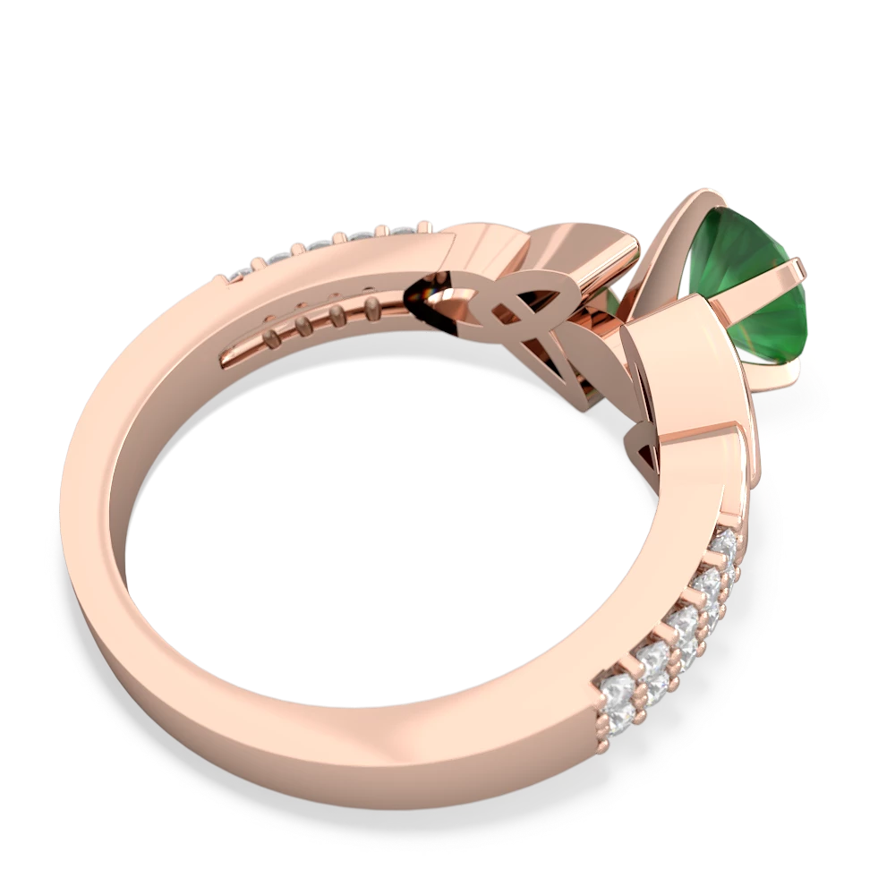 Emerald Celtic Knot 6Mm Round Engagement 14K Rose Gold ring R26446RD