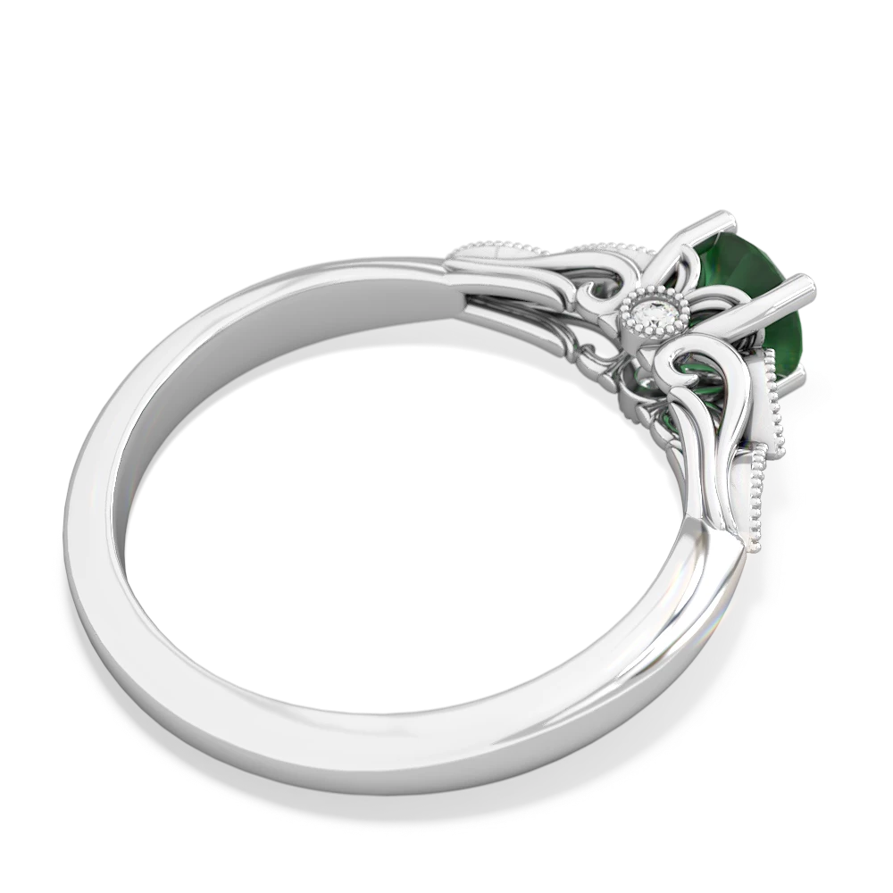 Emerald Antique Elegance 14K White Gold ring R3100