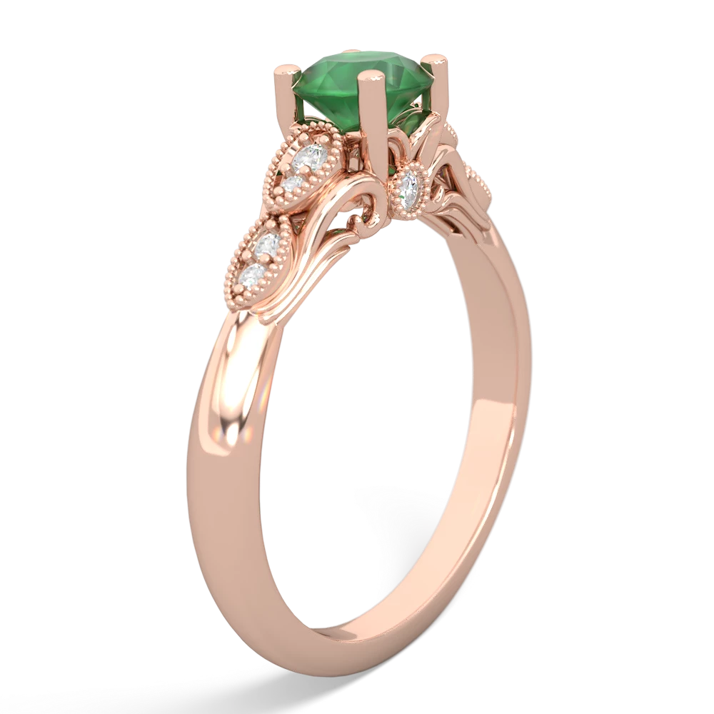 Emerald Antique Elegance 14K Rose Gold ring R3100