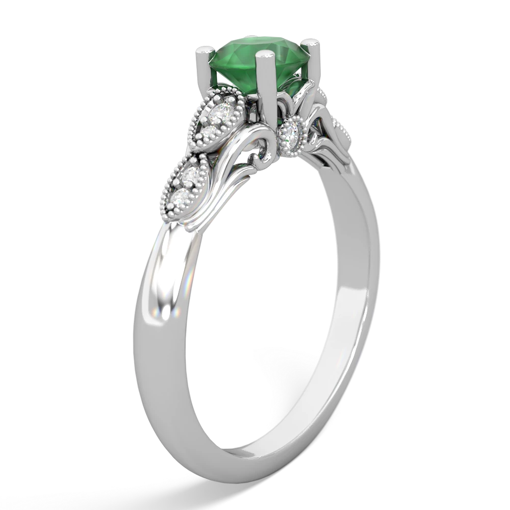 Emerald Antique Elegance 14K White Gold ring R3100