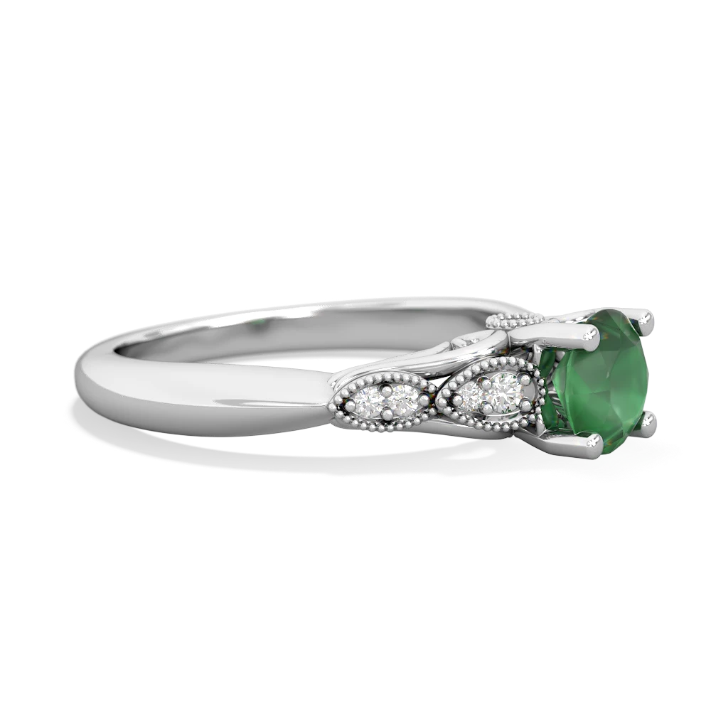 Emerald Antique Elegance 14K White Gold ring R3100