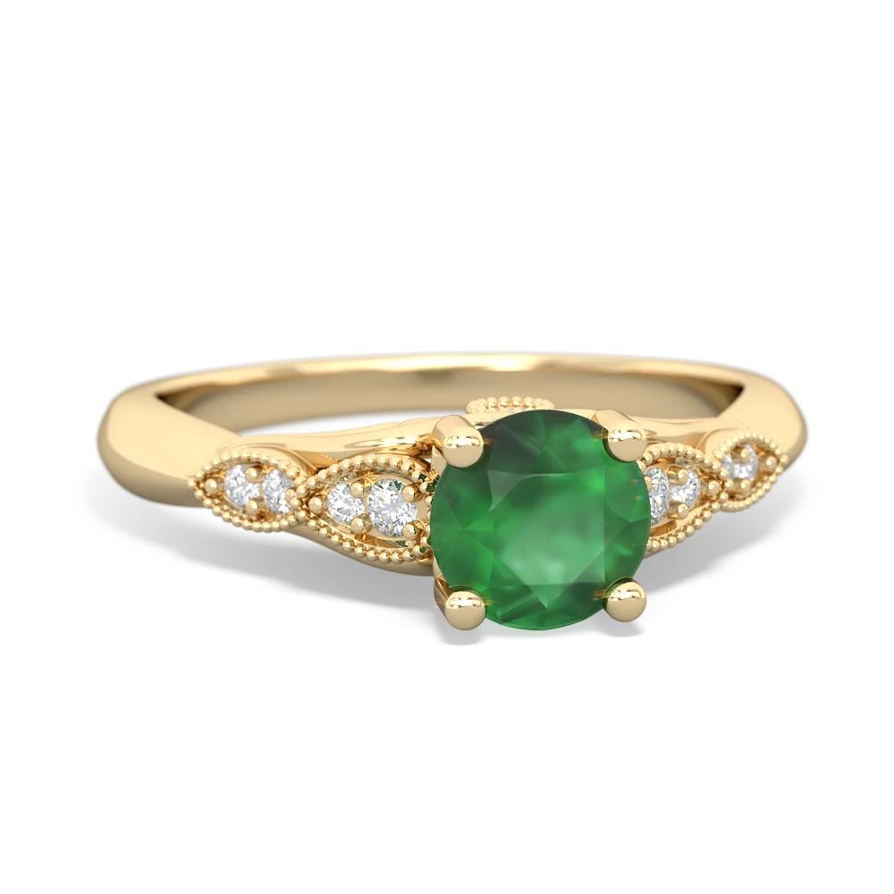 Emerald Antique Elegance 14K Yellow Gold ring R3100