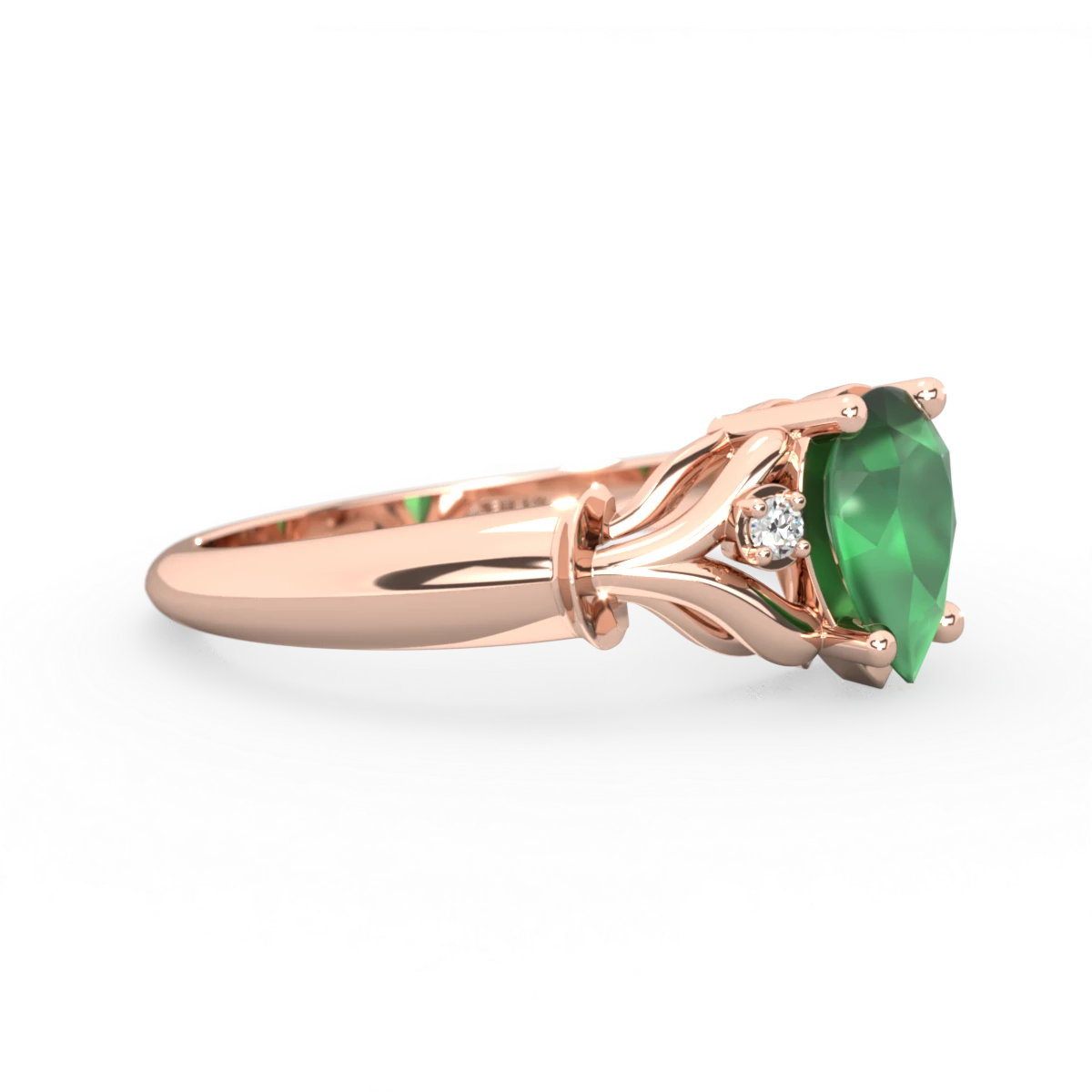 Emerald Precious Pear 14K Rose Gold ring R0826