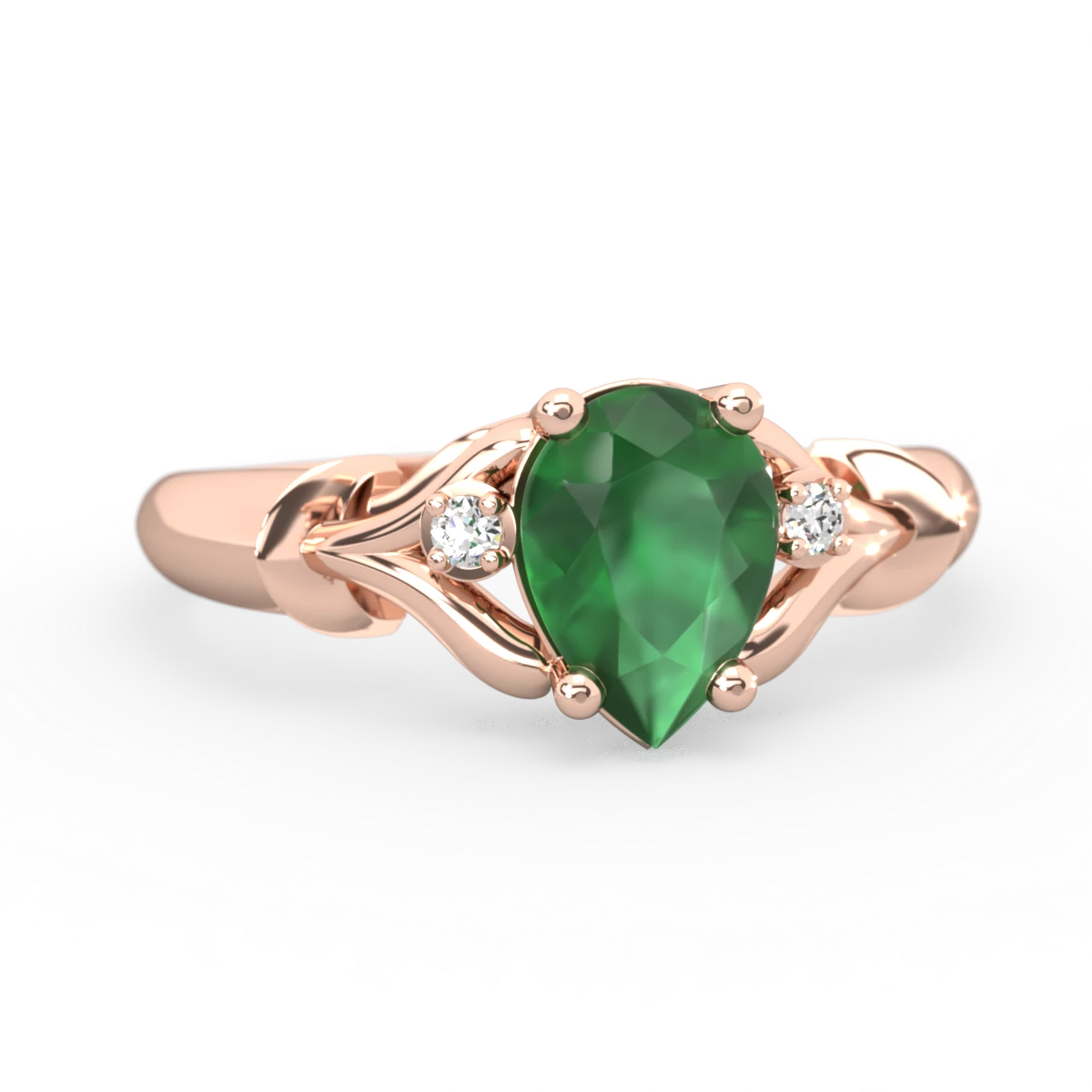 Emerald Precious Pear 14K Rose Gold ring R0826