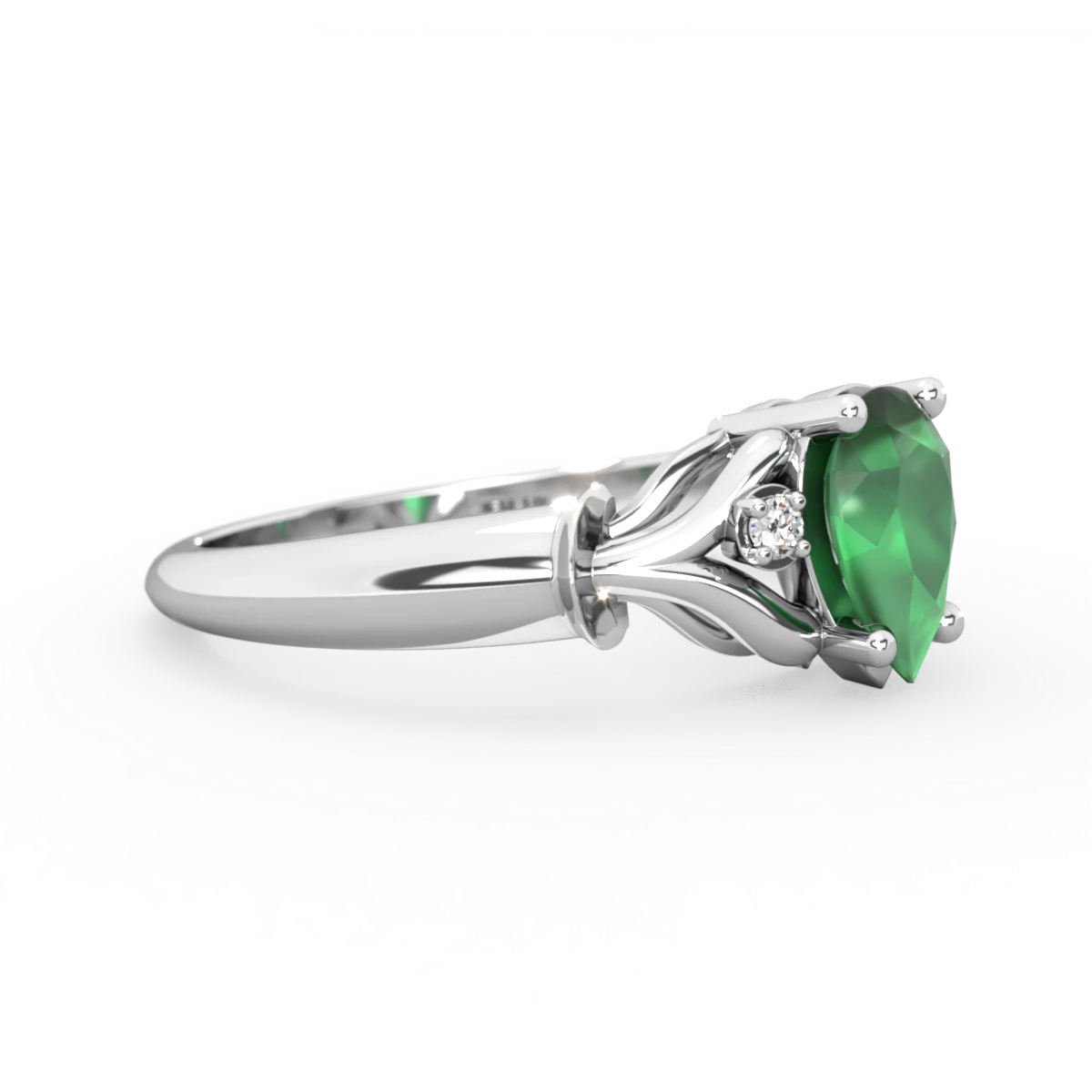 Emerald Precious Pear 14K White Gold ring R0826