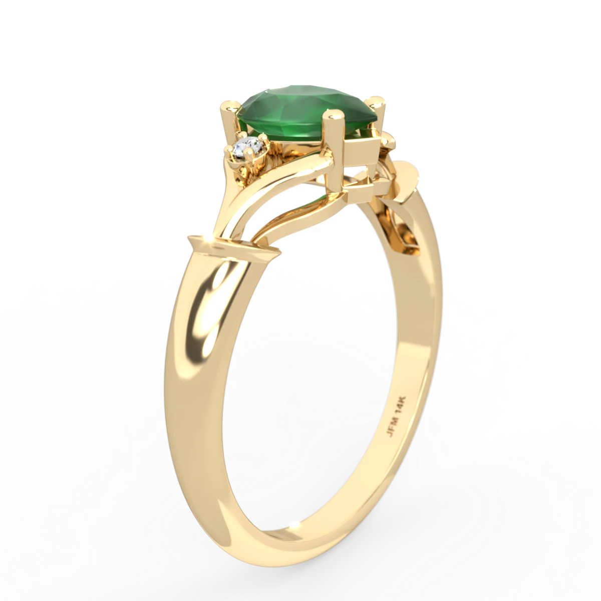 Emerald Precious Pear 14K Yellow Gold ring R0826