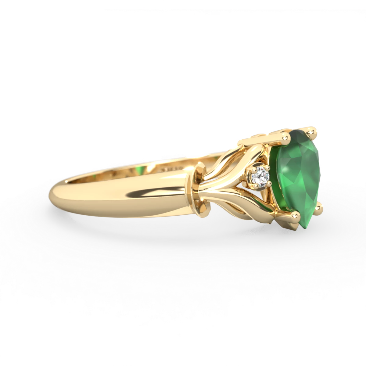 Emerald Precious Pear 14K Yellow Gold ring R0826