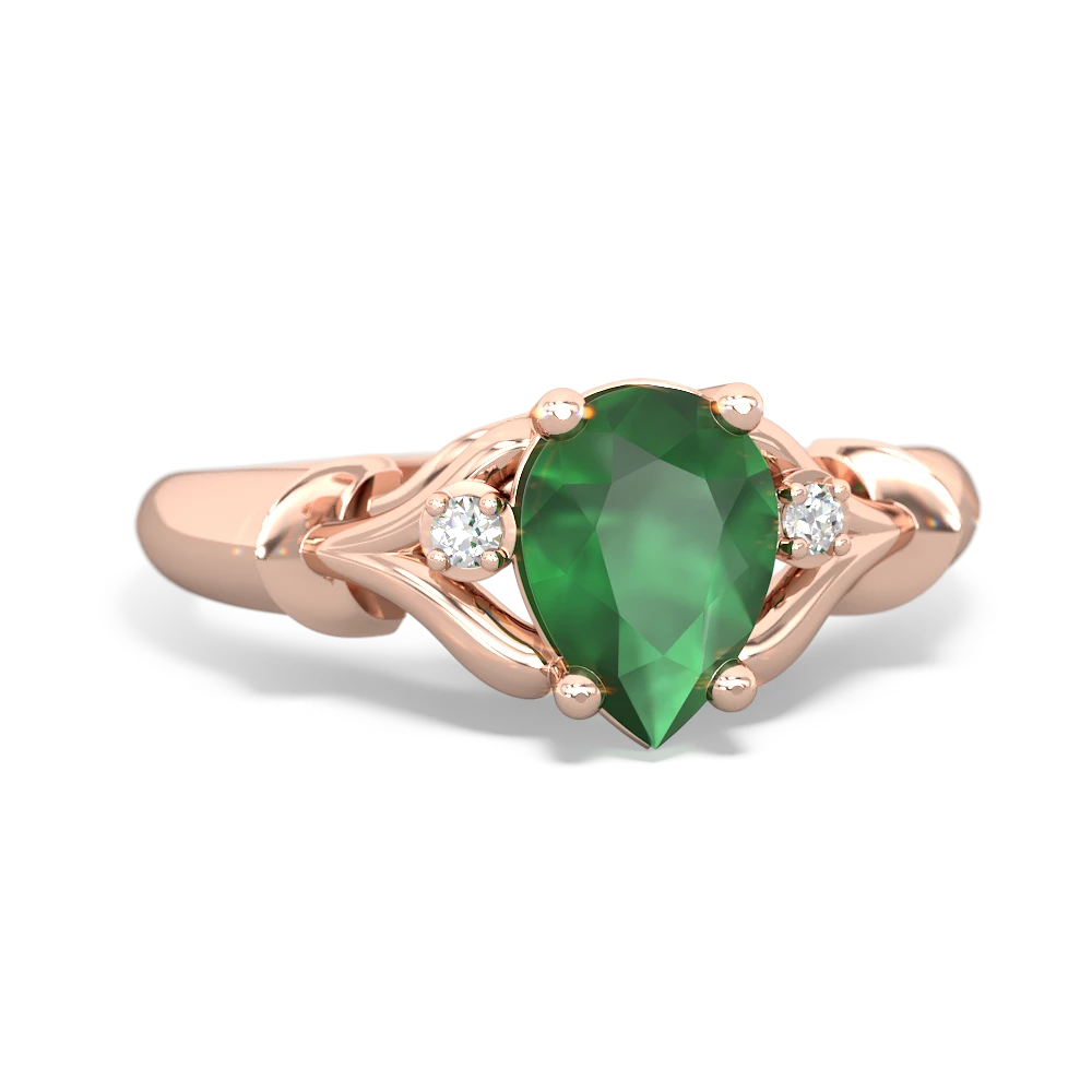 Emerald Precious Pear 14K Rose Gold ring R0826