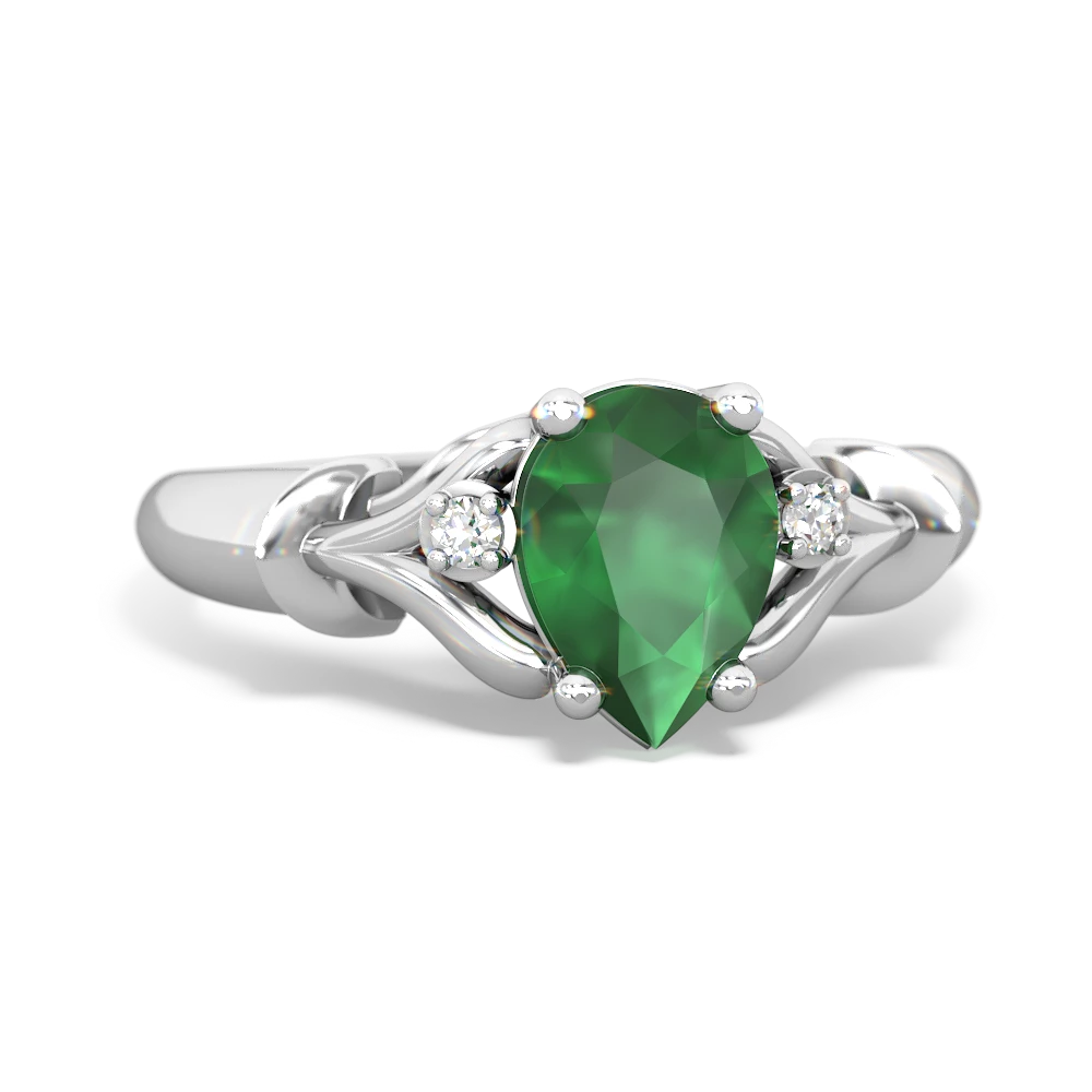 Emerald Precious Pear 14K White Gold ring R0826