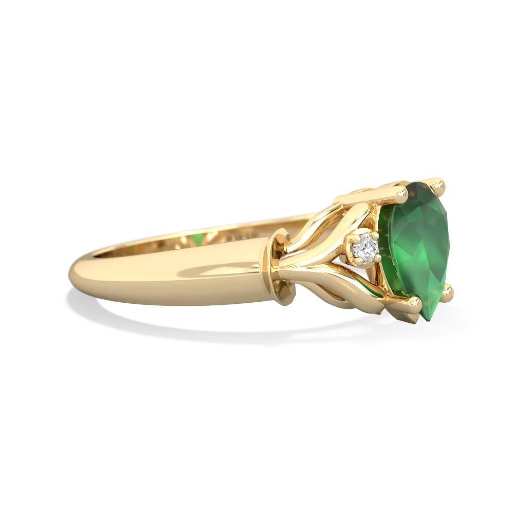 Emerald Precious Pear 14K Yellow Gold ring R0826