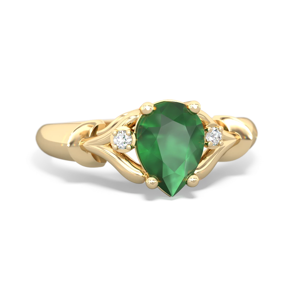 Emerald Precious Pear 14K Yellow Gold ring R0826