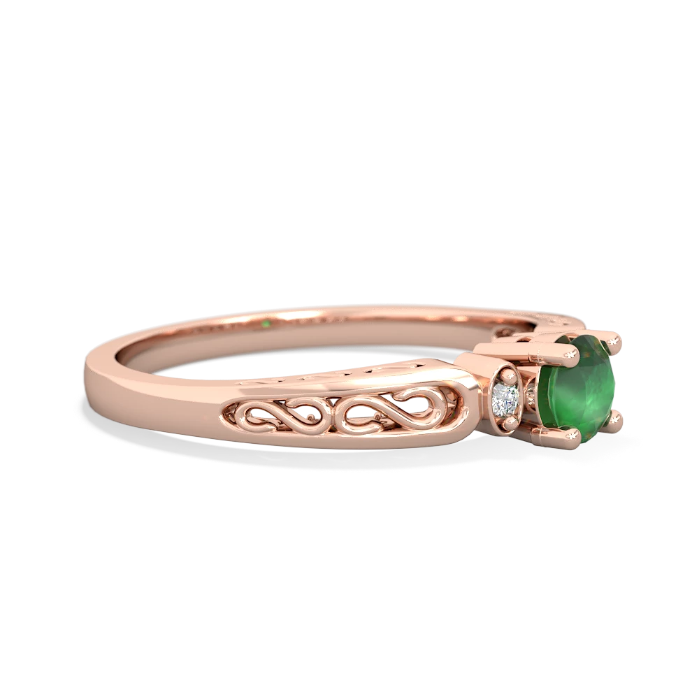 Emerald Filligree Scroll Round 14K Rose Gold ring R0829