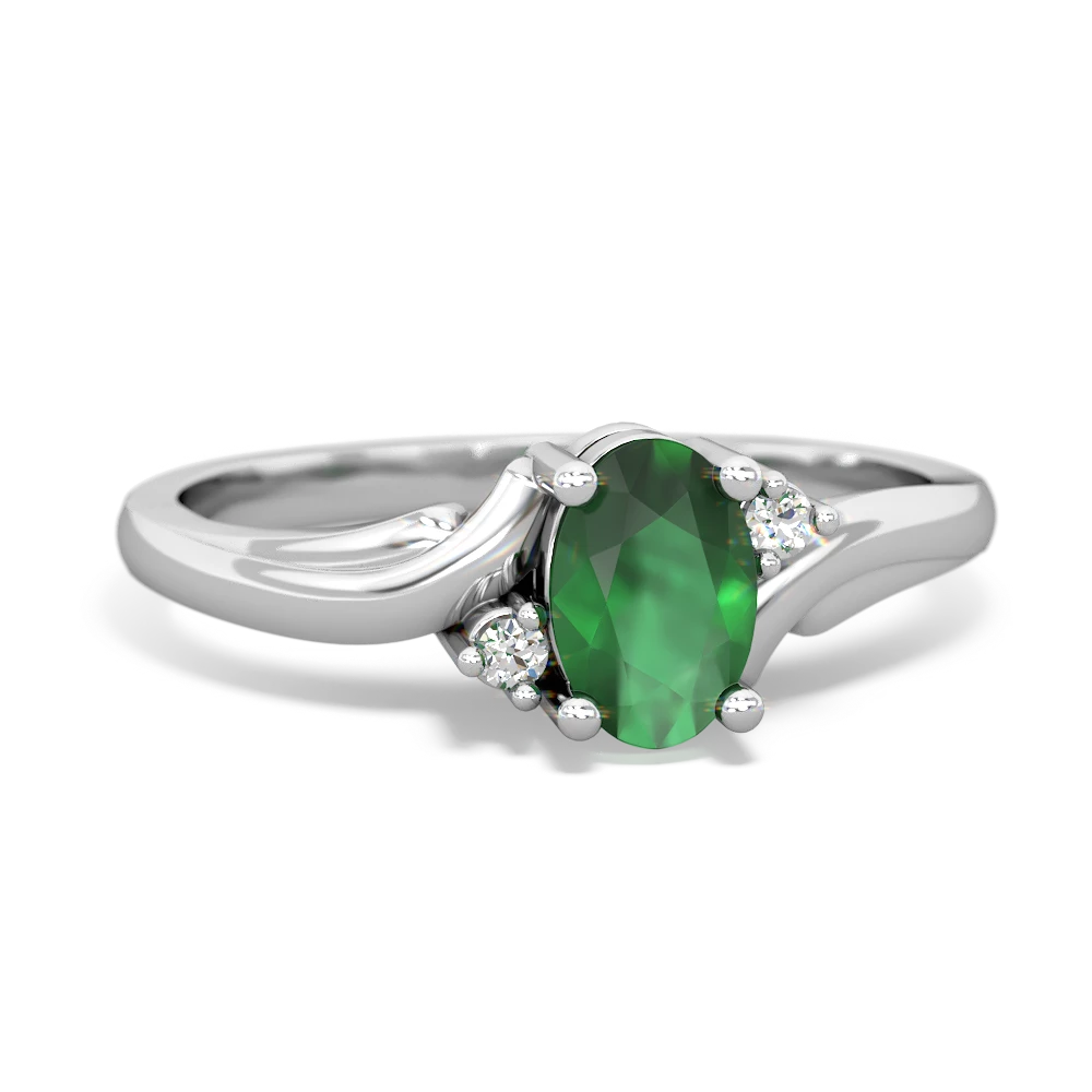 Emerald Elegant Swirl 14K White Gold ring R2173