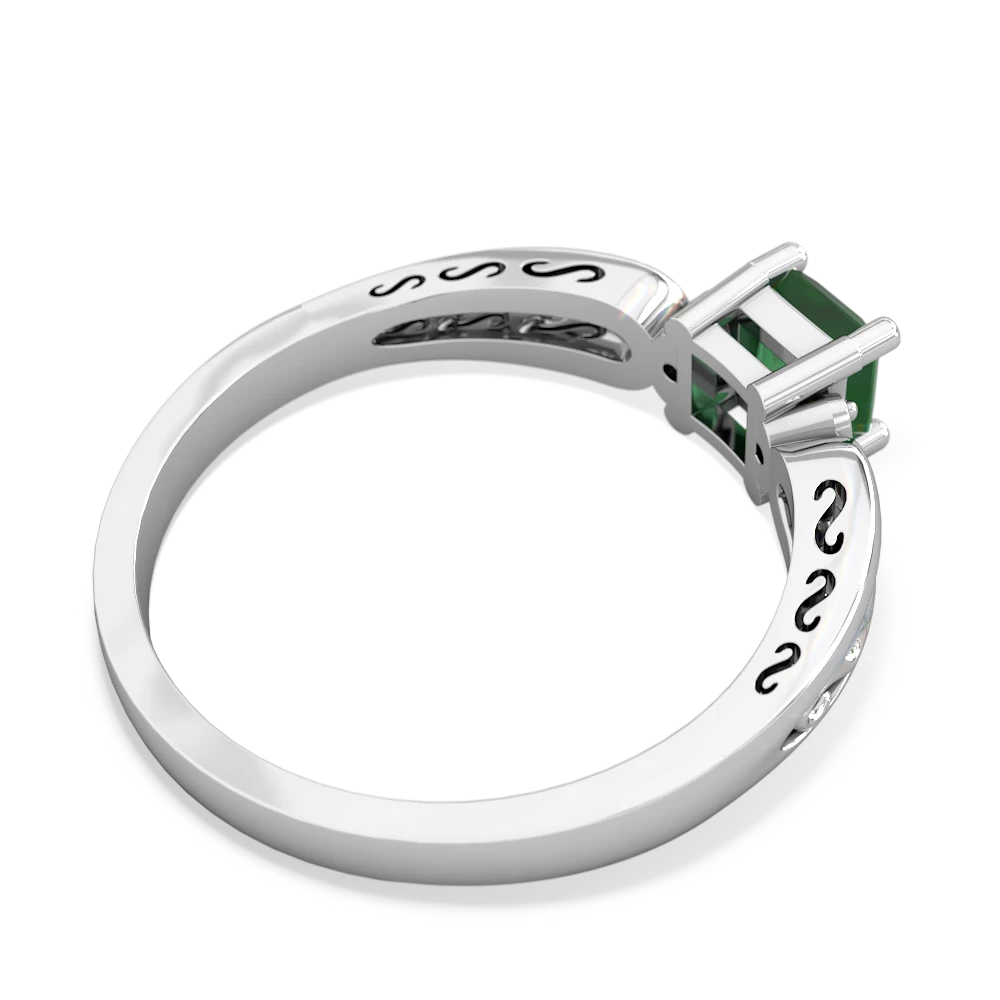 Emerald Filligree Scroll Square 14K White Gold ring R2430