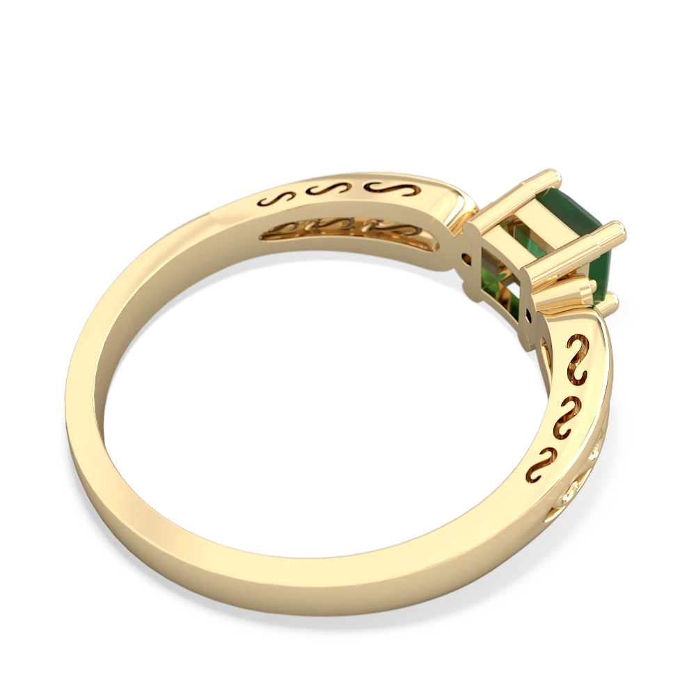 Emerald Filligree Scroll Square 14K Yellow Gold ring R2430