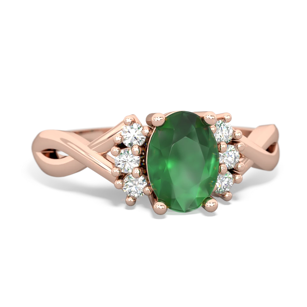 Emerald Victorian Twist 14K Rose Gold ring R2497