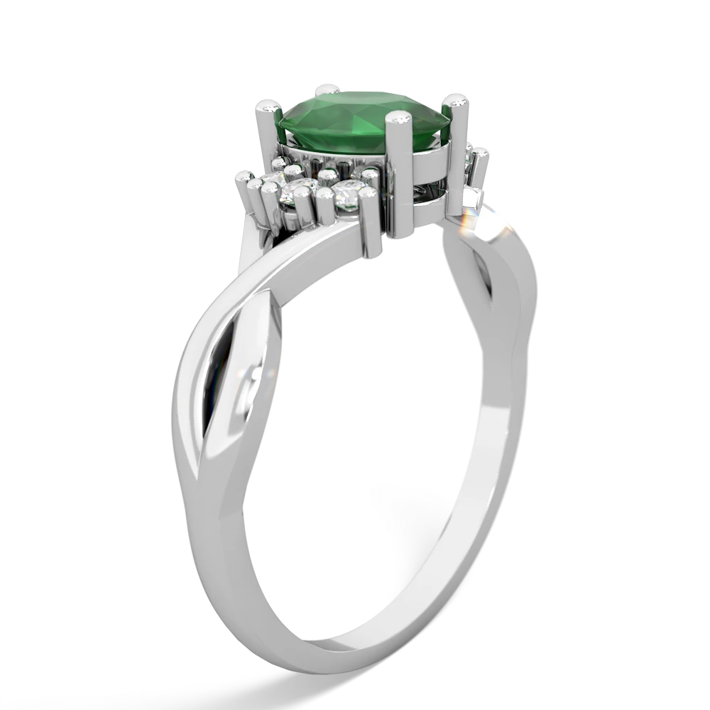 Emerald Victorian Twist 14K White Gold ring R2497