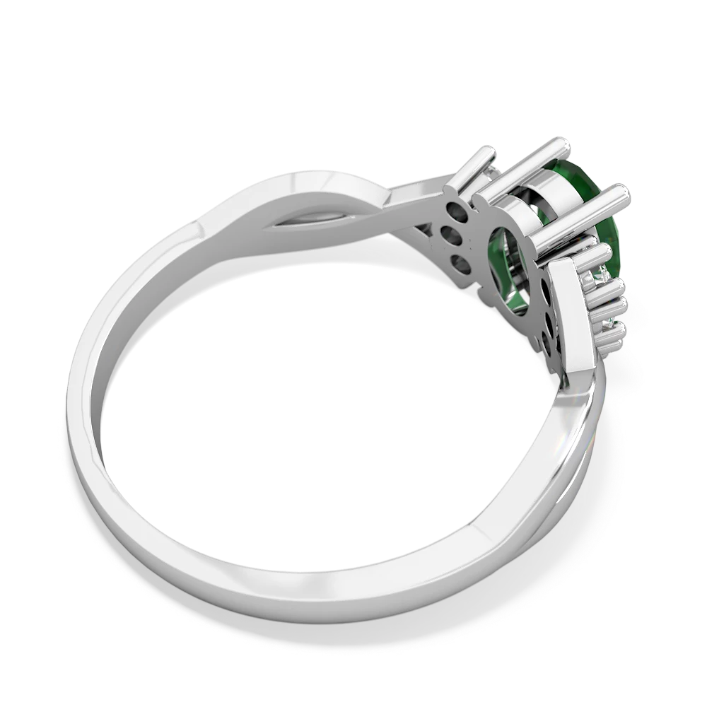 Emerald Victorian Twist 14K White Gold ring R2497