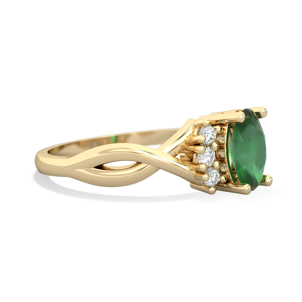 Emerald Victorian Twist 14K Yellow Gold ring R2497