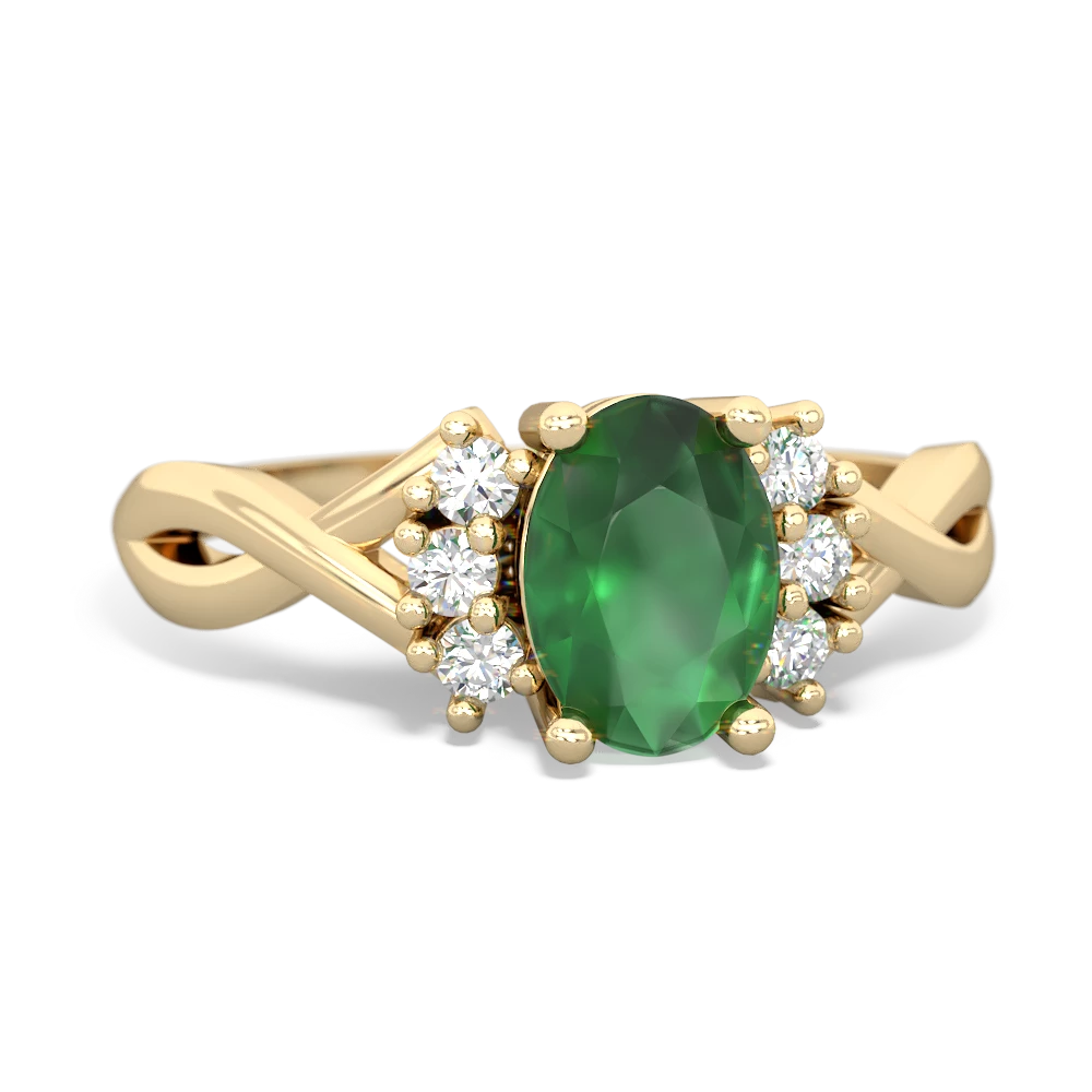 Emerald Victorian Twist 14K Yellow Gold ring R2497