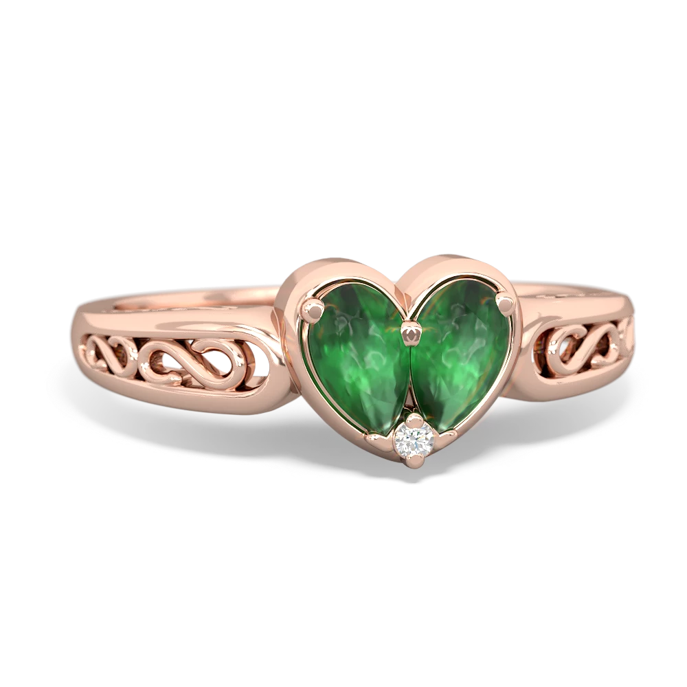 Emerald Filligree 'One Heart' 14K Rose Gold ring R5070