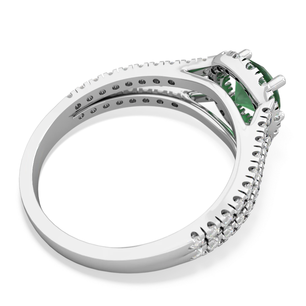 Emerald Pavã© Halo 14K White Gold ring R5490 - front view