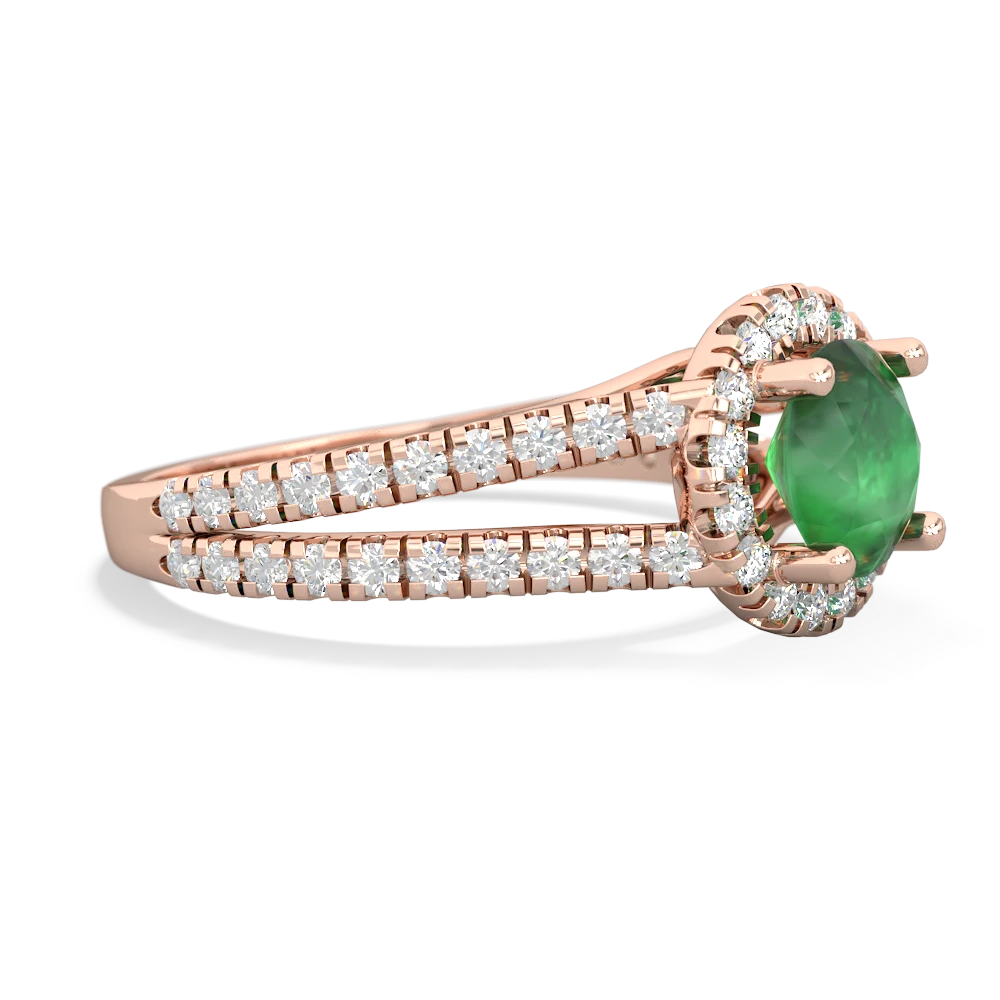 Emerald Pave Halo 14K Rose Gold ring R5490