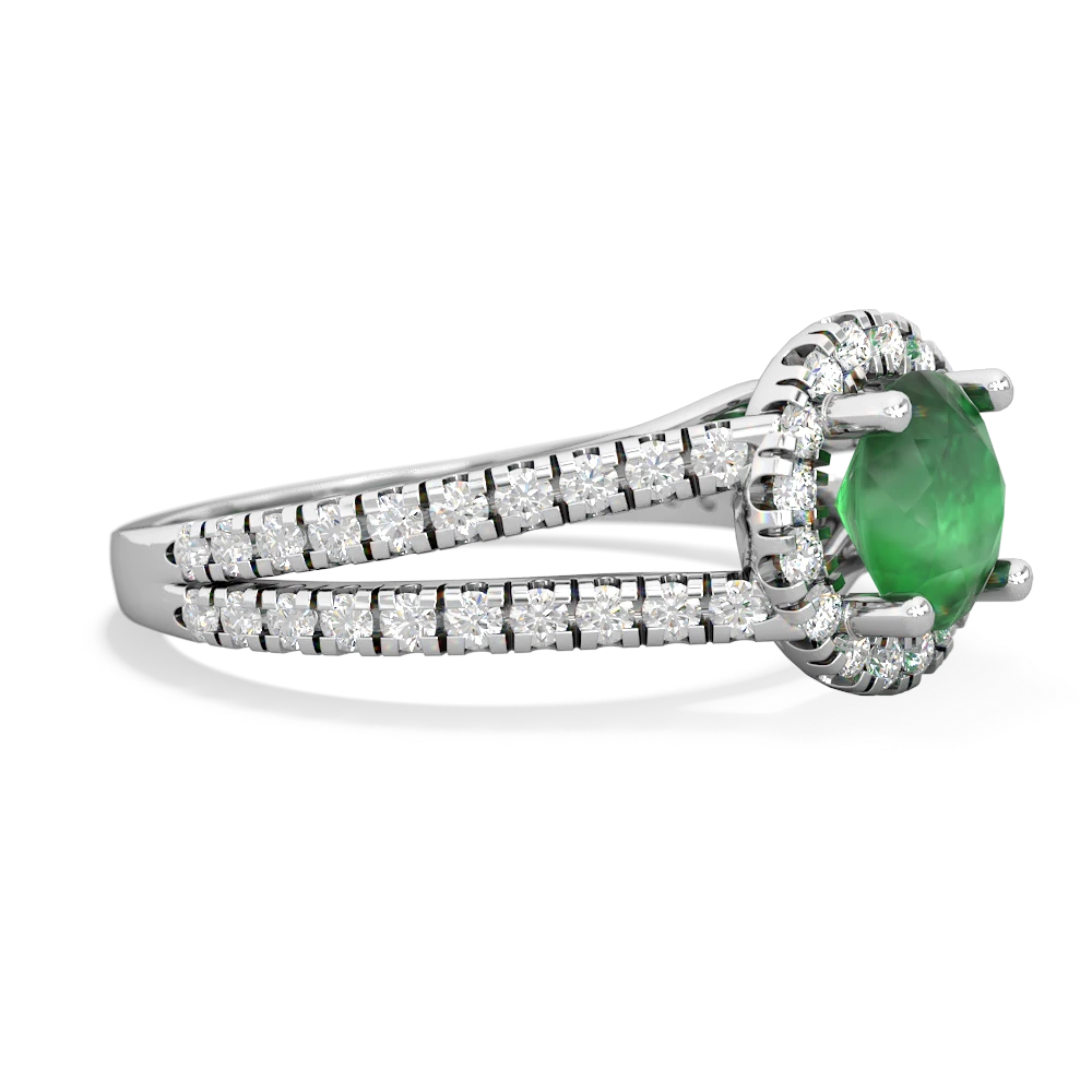 Emerald Pave Halo 14K White Gold ring R5490