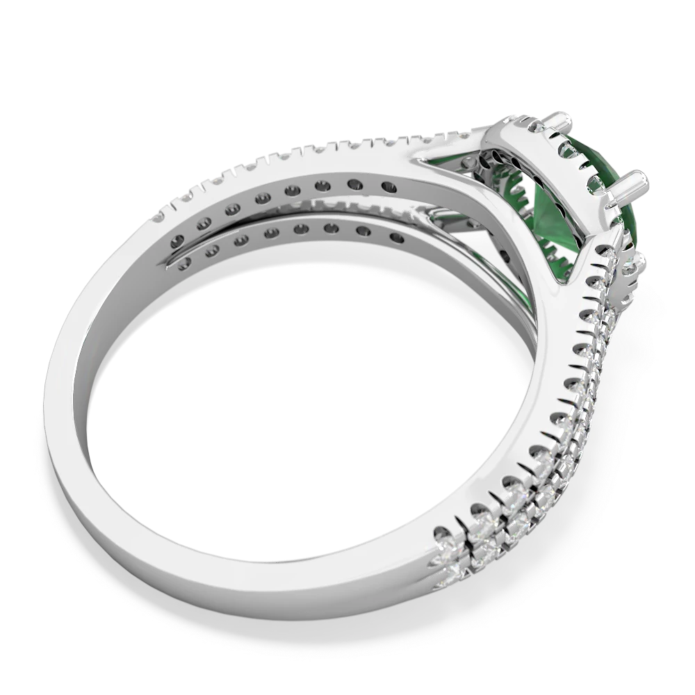 Emerald Pave Halo 14K White Gold ring R5490