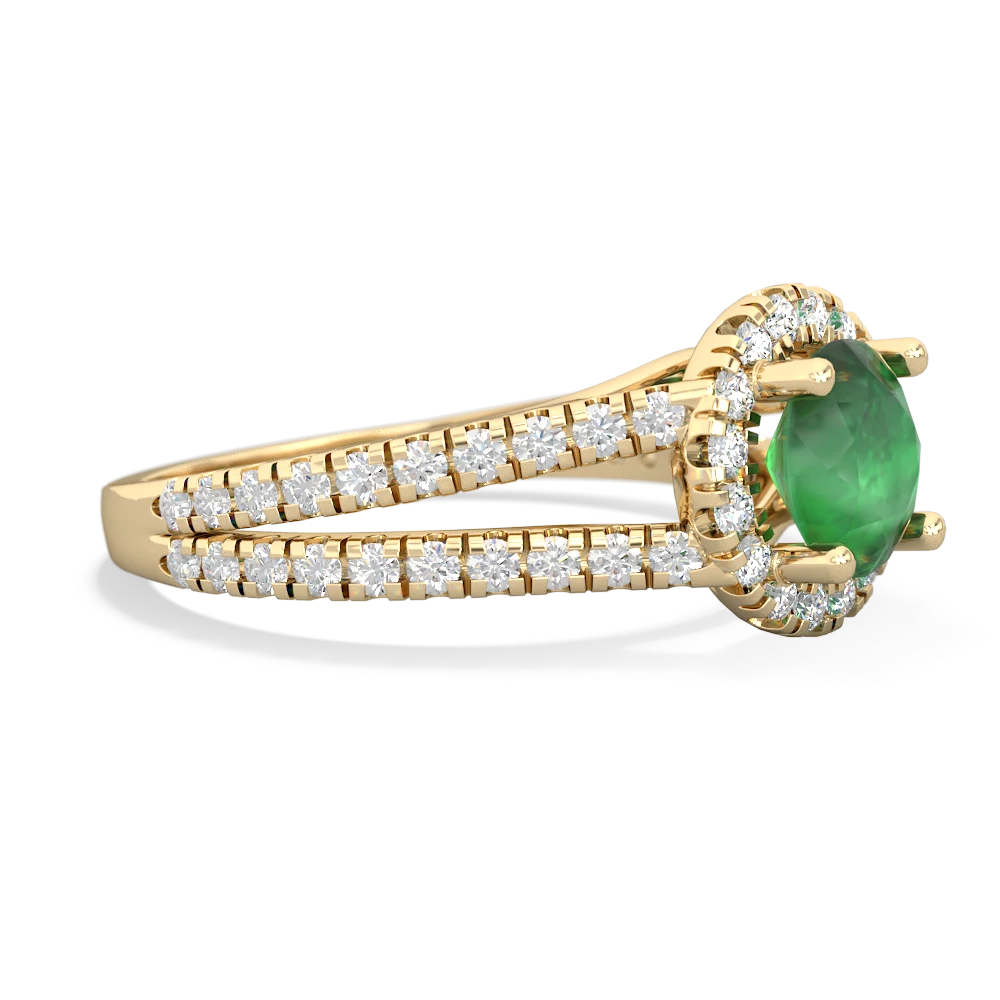 Emerald Pave Halo 14K Yellow Gold ring R5490