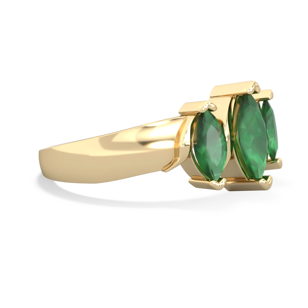 Emerald Three Peeks 14K Yellow Gold ring R2433