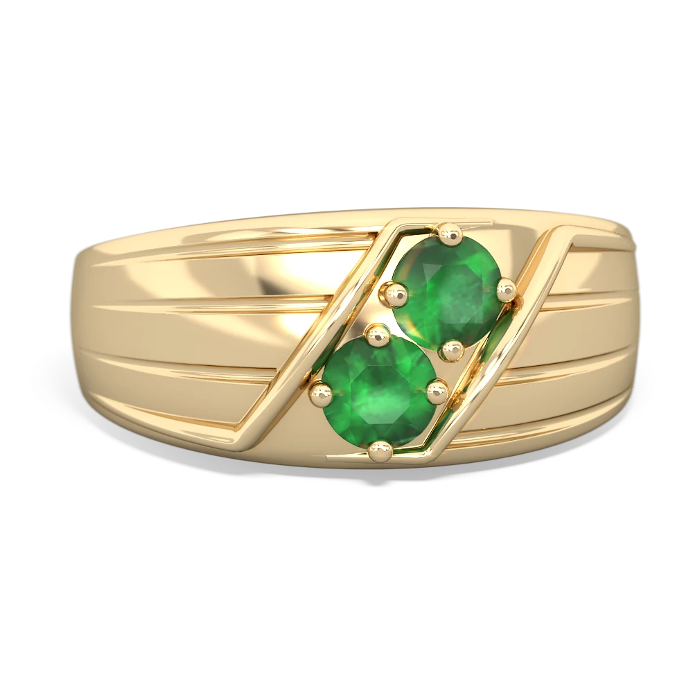 Emerald Men's Streamline 14K Yellow Gold ring R0460