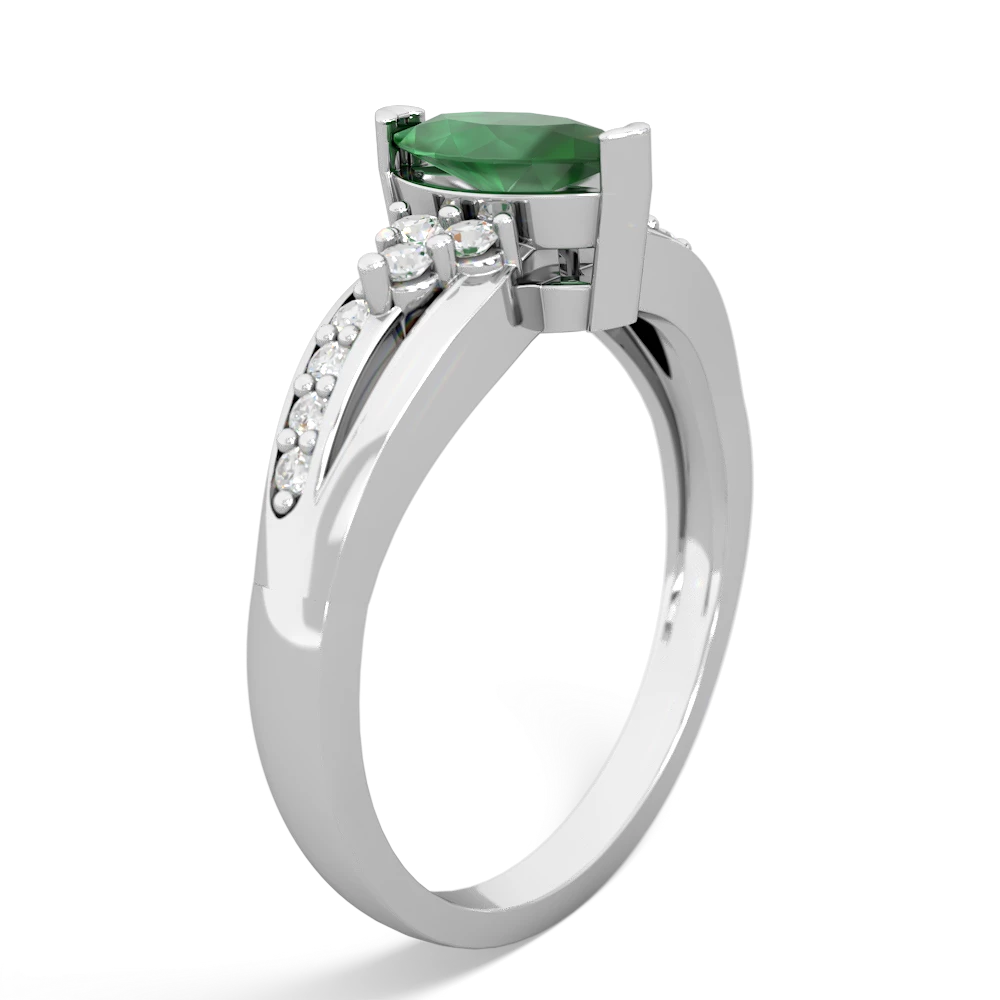 Emerald Antique Style 14K White Gold ring R2343