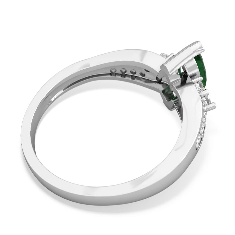 Emerald Antique Style 14K White Gold ring R2343