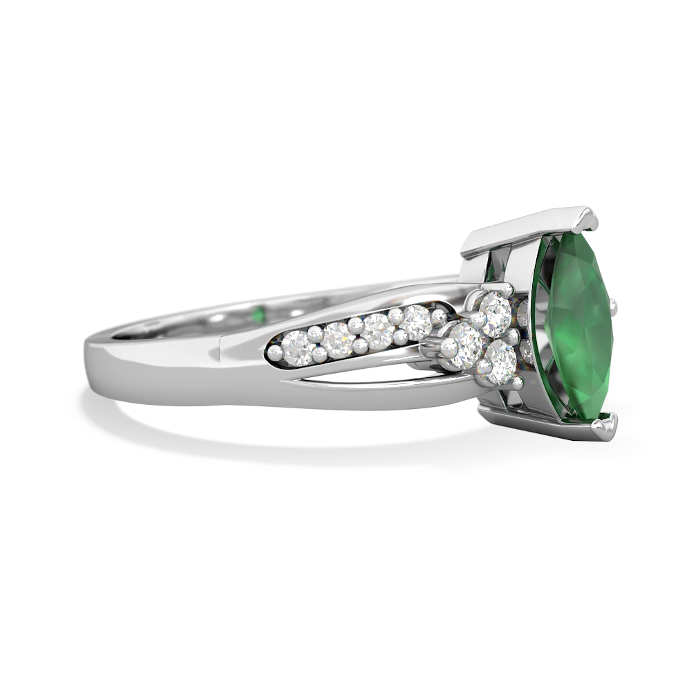 Emerald Royal Marquise 14K White Gold ring R2343