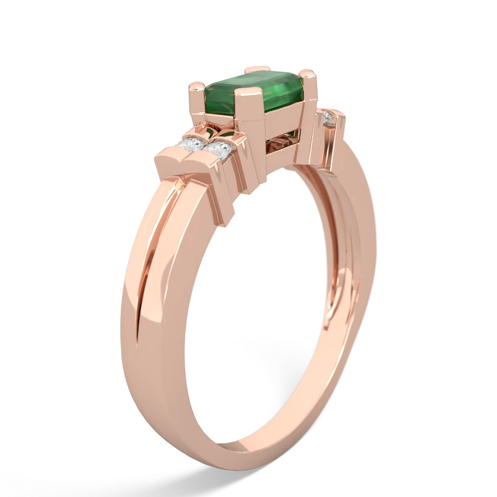 Emerald Art Deco East-West 14K Rose Gold ring R2590