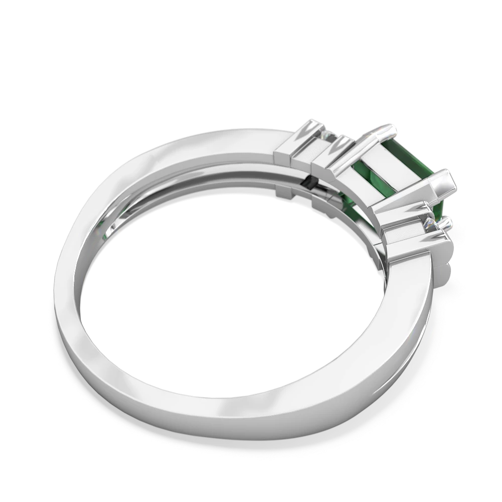 Emerald Art Deco East-West 14K White Gold ring R2590