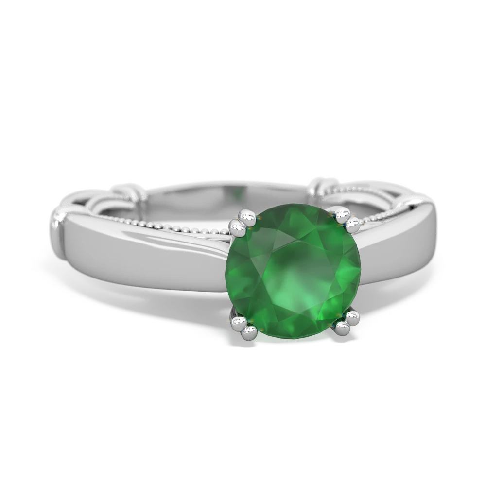 Emerald Renaissance 14K White Gold ring R27806RD