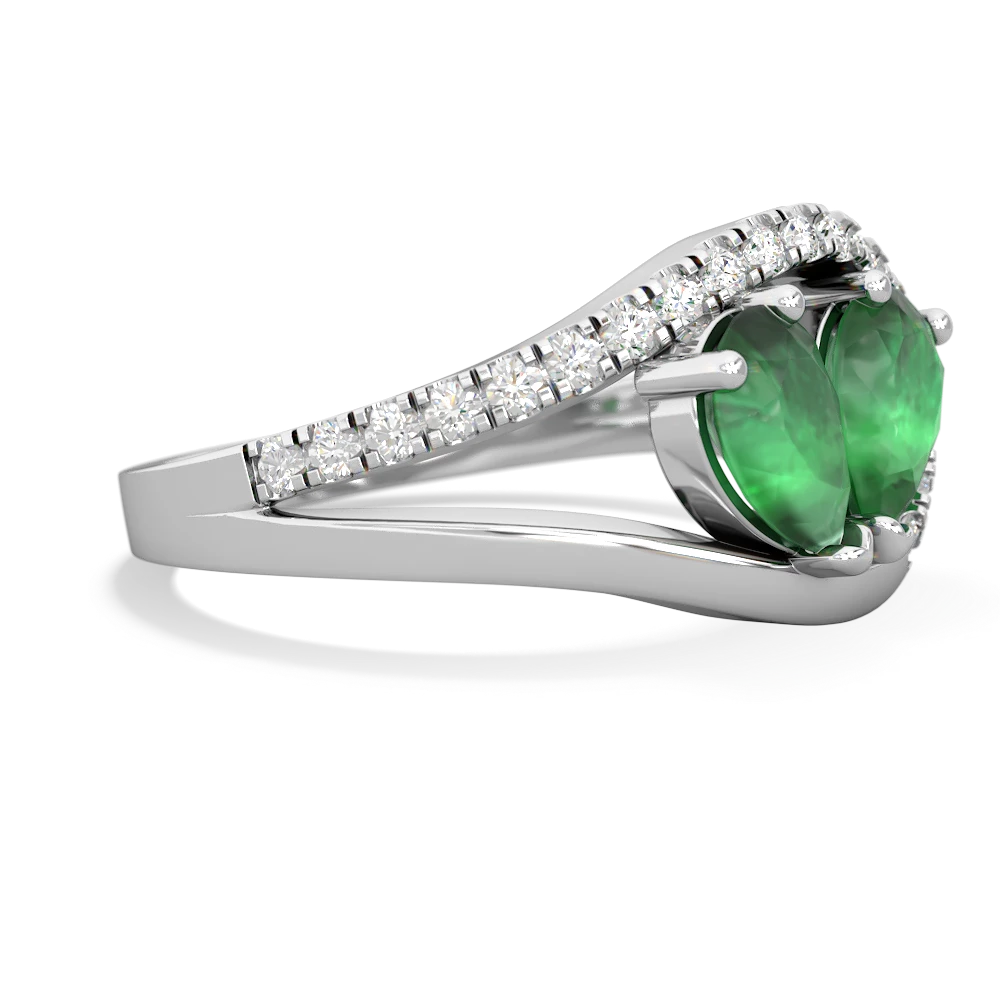 Emerald Nestled Heart Keepsake 14K White Gold ring R5650