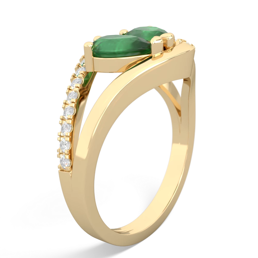 Emerald Nestled Heart Keepsake 14K Yellow Gold ring R5650