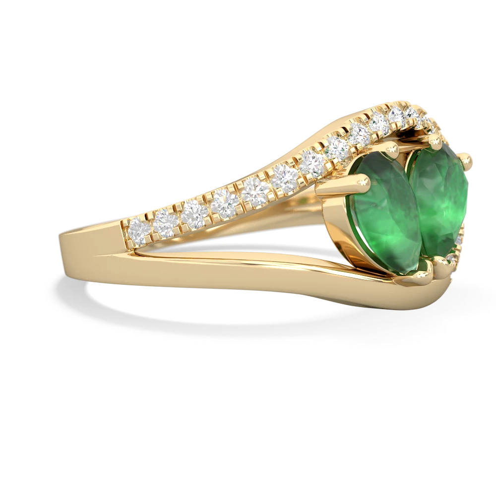 Emerald Nestled Heart Keepsake 14K Yellow Gold ring R5650