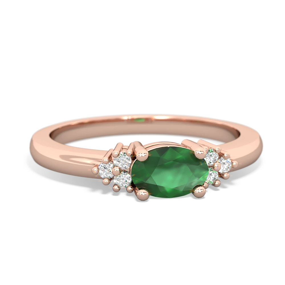 Emerald Simply Elegant East-West 14K Rose Gold ring R2480