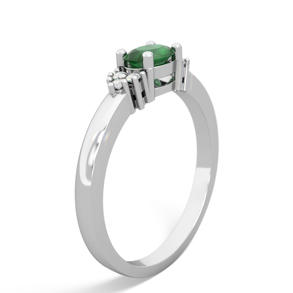 Emerald Simply Elegant East-West 14K White Gold ring R2480