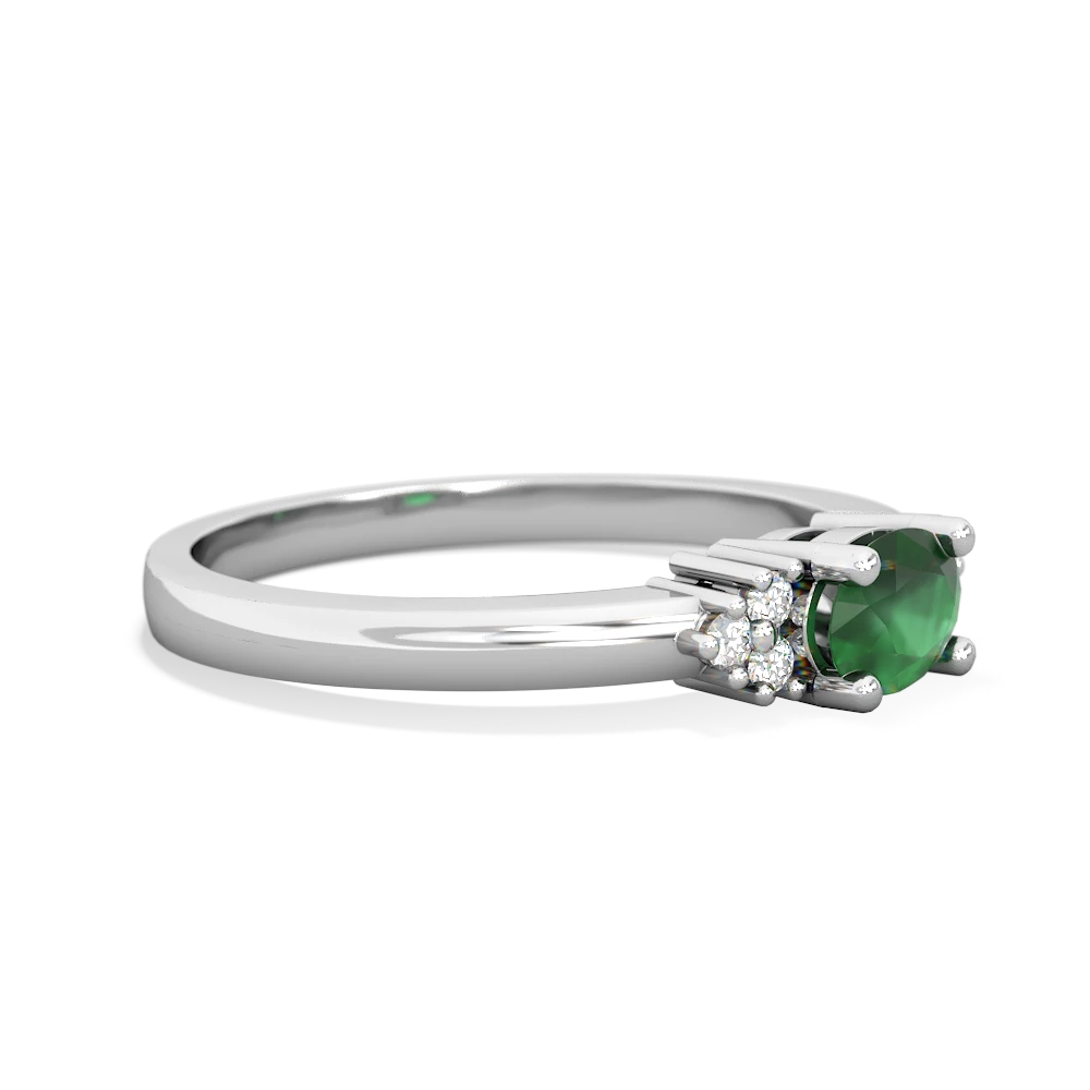 Emerald Simply Elegant East-West 14K White Gold ring R2480