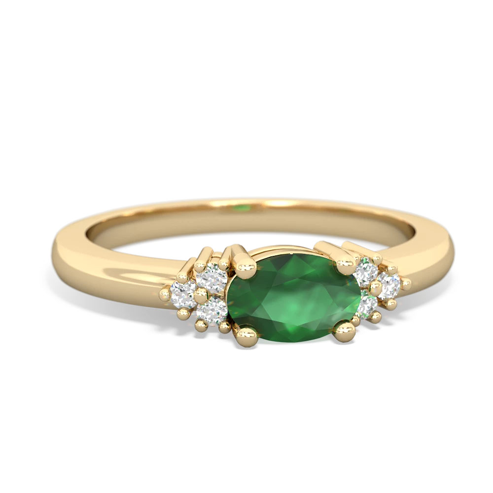 Emerald Simply Elegant East-West 14K Yellow Gold ring R2480