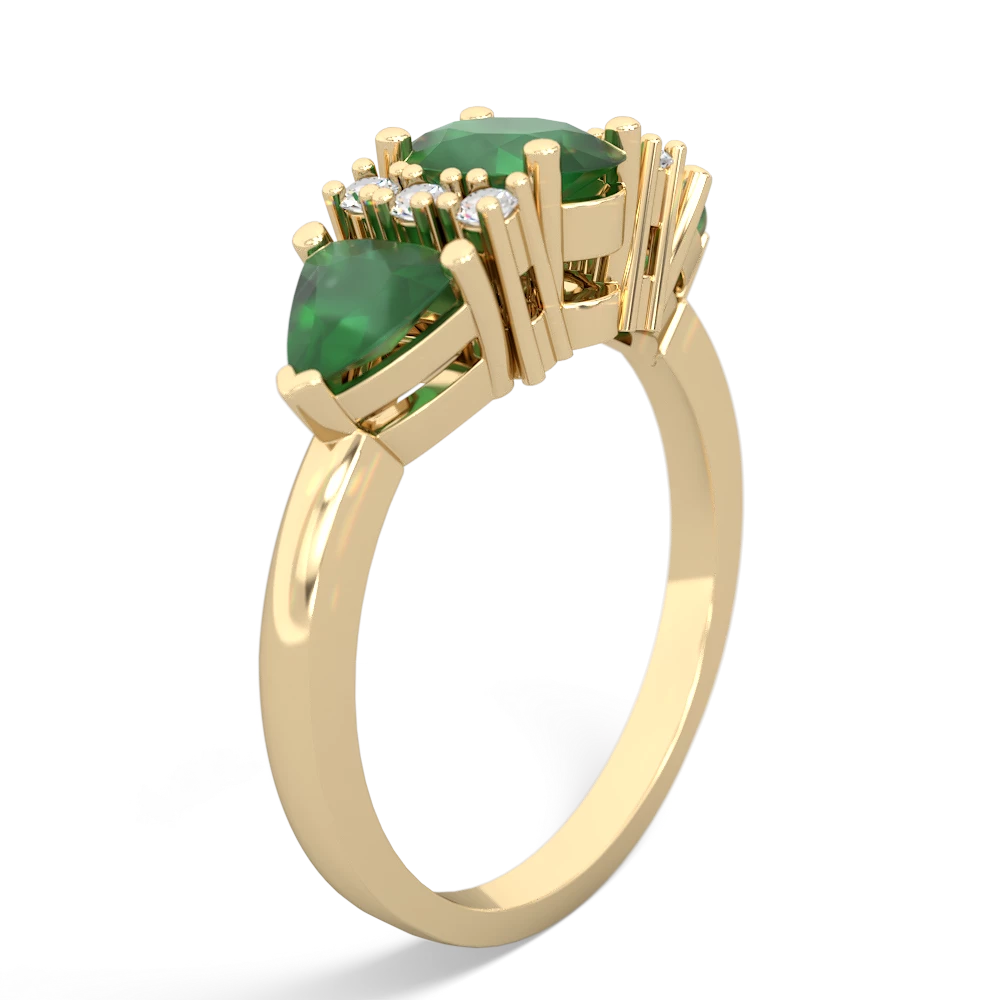 Emerald Antique Style Three Stone 14K Yellow Gold ring R2186