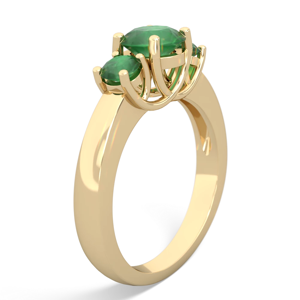 Emerald Three Stone Round Trellis 14K Yellow Gold ring R4018