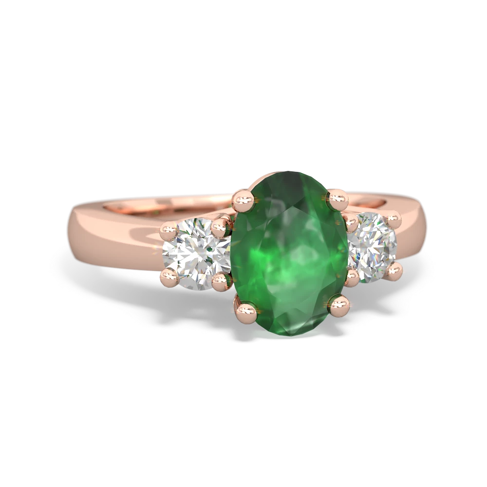Emerald Three Stone Trellis 14K Rose Gold ring R4024