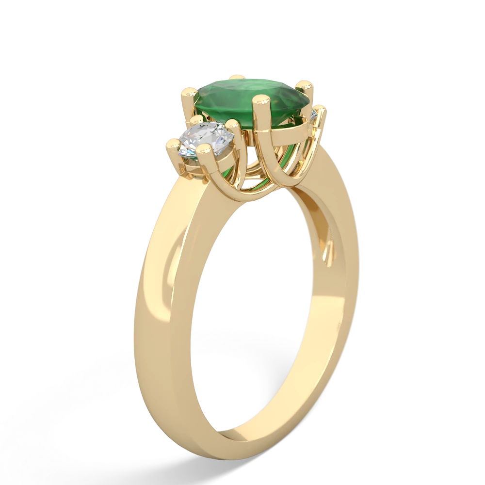 Emerald Three Stone Trellis 14K Yellow Gold ring R4024
